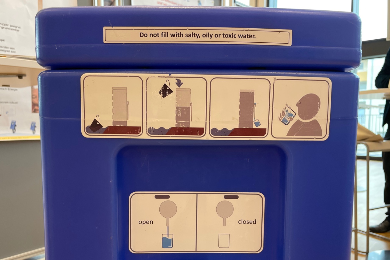 Als Gebrauchsanweisung dienen Piktogramme auf dem Wasserfilter, um unabhängig von Sprachen und Lesefähigkeit zu sein.