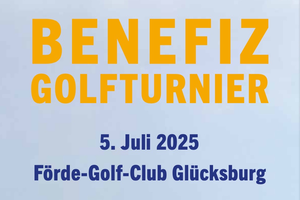 Ankündigung des Benefiz-Golfturniers am 5. Juli 2025 im Förde-Golf-Club Glücksburg