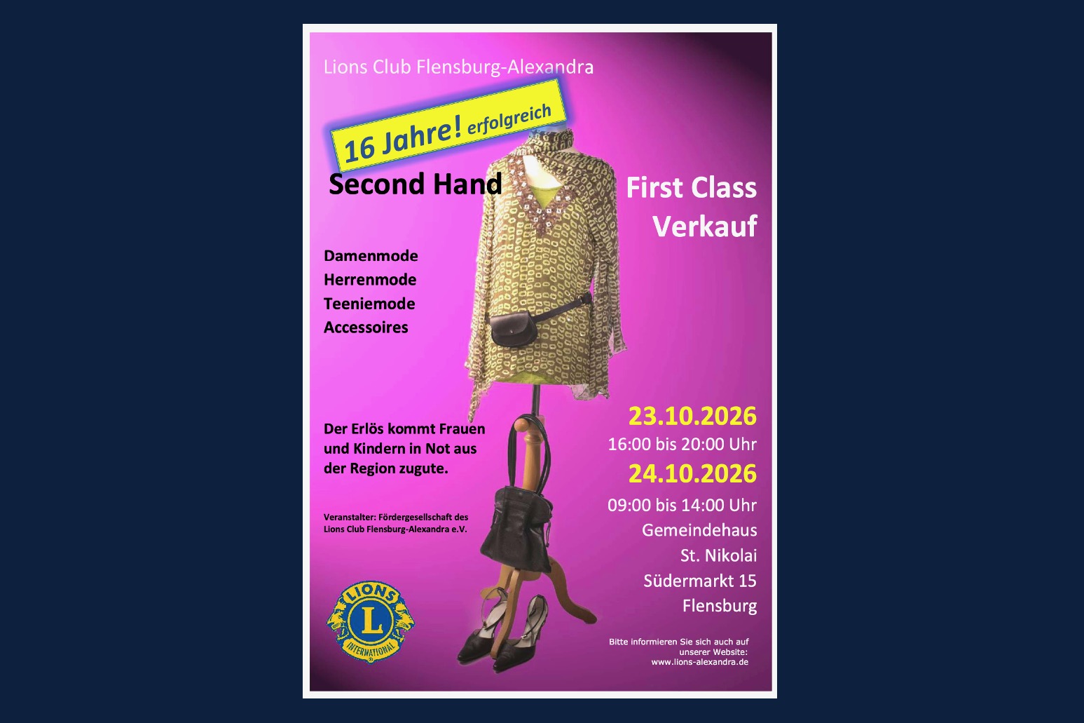 Flyer zum Second Hand Verkauf im Oktober 2026
